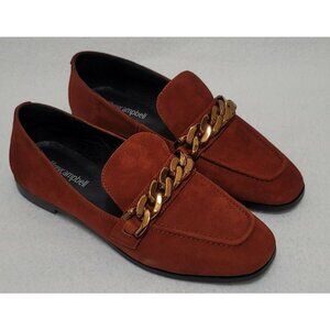 Jeffrey Campbell Woman’s Jesse Rust Suede With Chain Loafer Shoes